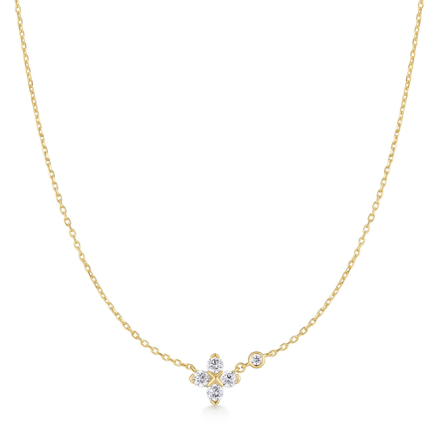  Starlit Drops - Link necklaces - Silver / 14kt GP - Zirconia - 45cm